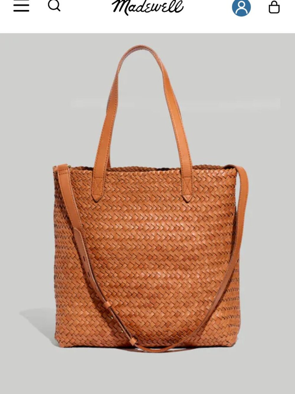 Madewell Medium Transport Tote in Woven Leather. - Picture 8 of 8